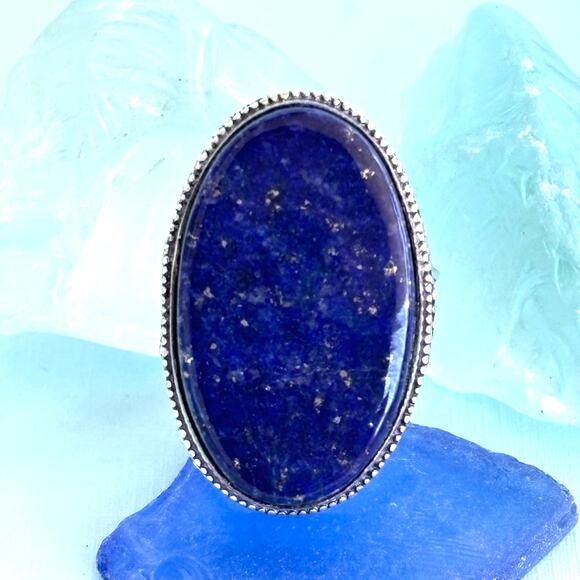Hand Crafted Jewelry - 925 Silver Lapis Lazuli Ring  Size 8.5